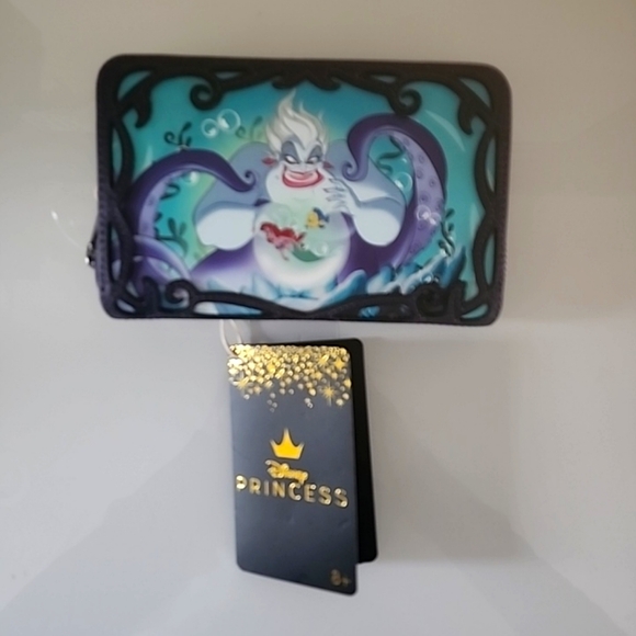 Licensed Loungefly Disney Villains Ursula Scene Printed Zip Wallet - Picture 2 of 6